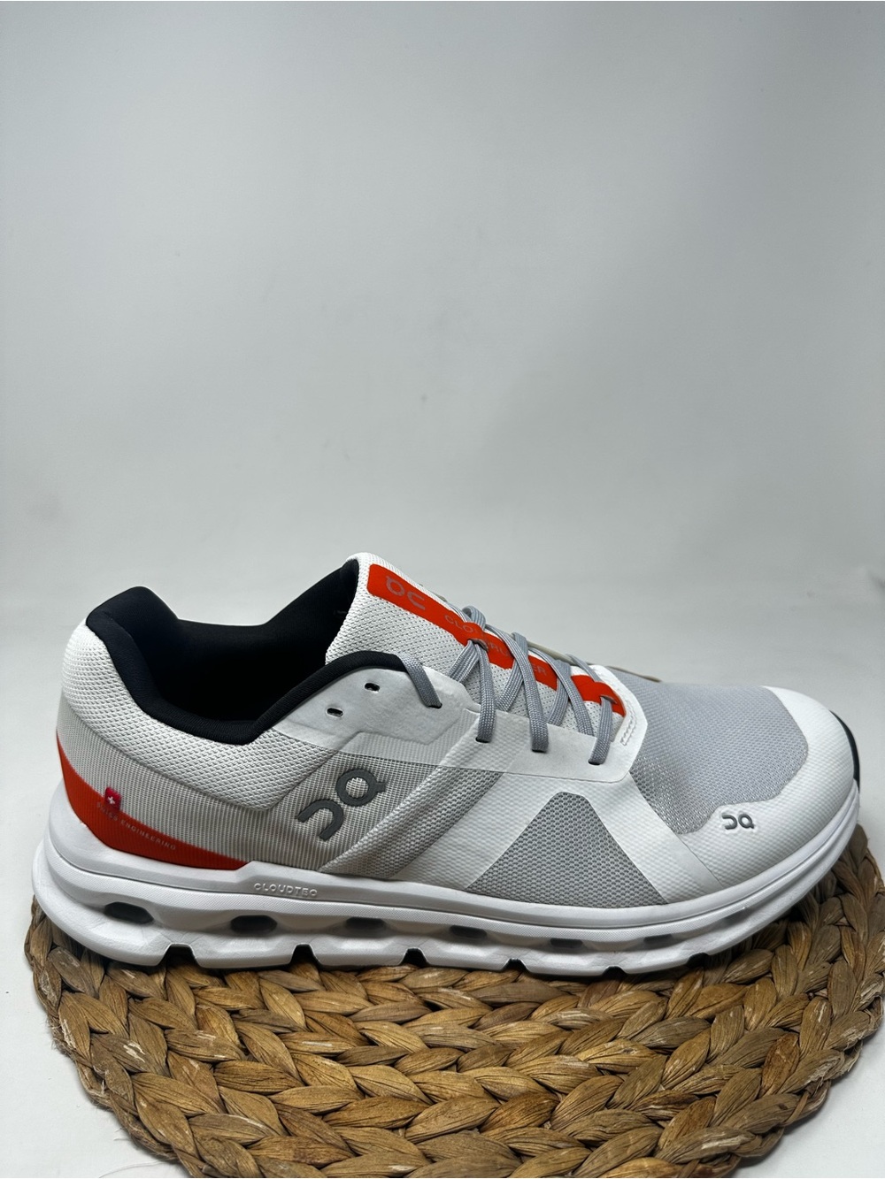 On Running Cloudrunner Running Shoe Undyed White Flame Size 13 Men's